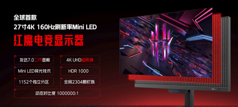 首发 4999 元起，红魔 27 英寸 4K 160Hz MiniLED 显示器开启预售