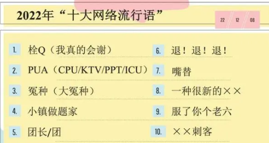 2022年网络用语的意思和来源 2022网络流行语含义解释