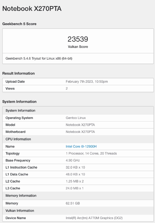 蓝天 “3I”游戏本现身 Geekbench：i9-12900H + A770M 独显