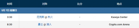 2023nba季后赛赛程5.7 nba比赛赛程5月7日