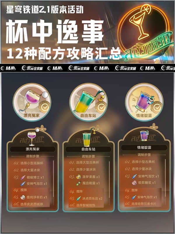 《崩坏星穹铁道》2.1杯中逸事12种调酒配方汇总