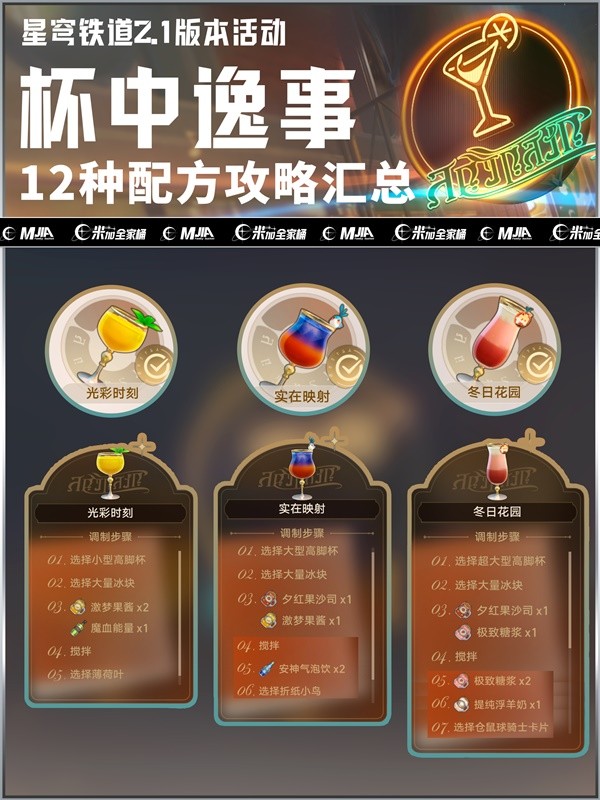 《崩坏星穹铁道》2.1杯中逸事12种调酒配方汇总